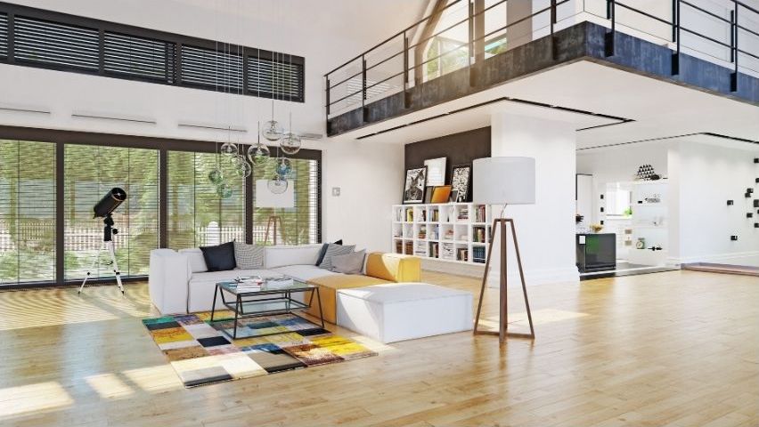 Modern living space with mezzanine in London